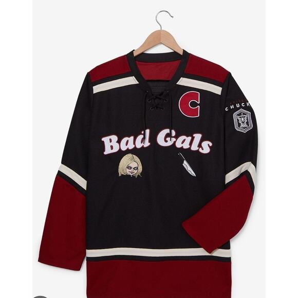 Bride Of Chucky Hockey Jersey Bad Girls Tiffany Valentine Size XL Halloween Tee - Picture 1 of 12